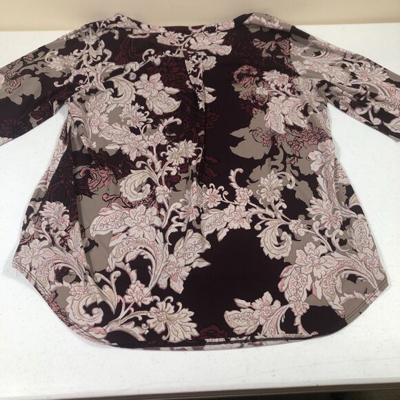Fairy Grunge Floral AOP Top Blouse Women Burgundy 2XL Frayed Sleeves Boho Grunge - Picture 3 of 13